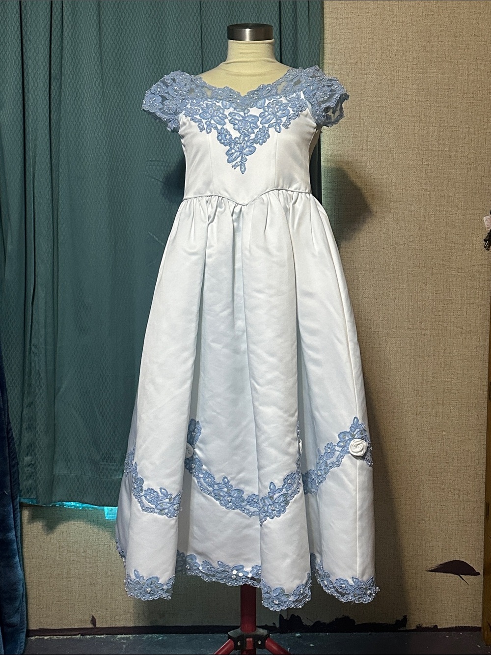 Steel  Blue Flower Girls’ Dress by forever yours